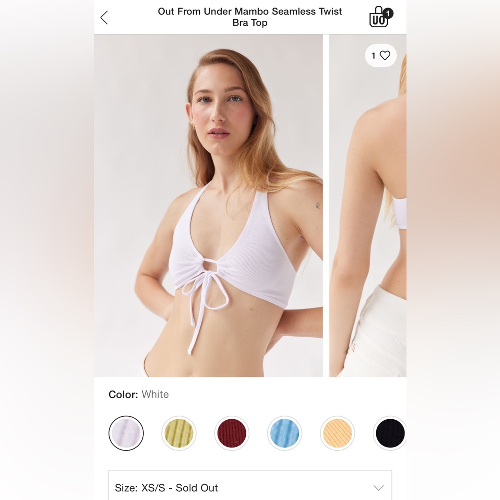 Urban Outfitters Out From Under Bra Top White Mambo Seamless Twist XS/S